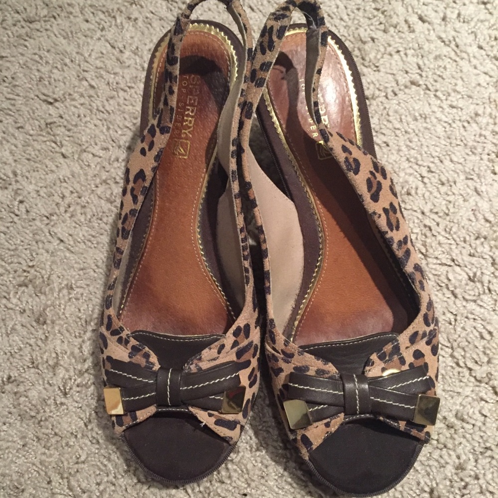 Leopard Print Sperry Wedges